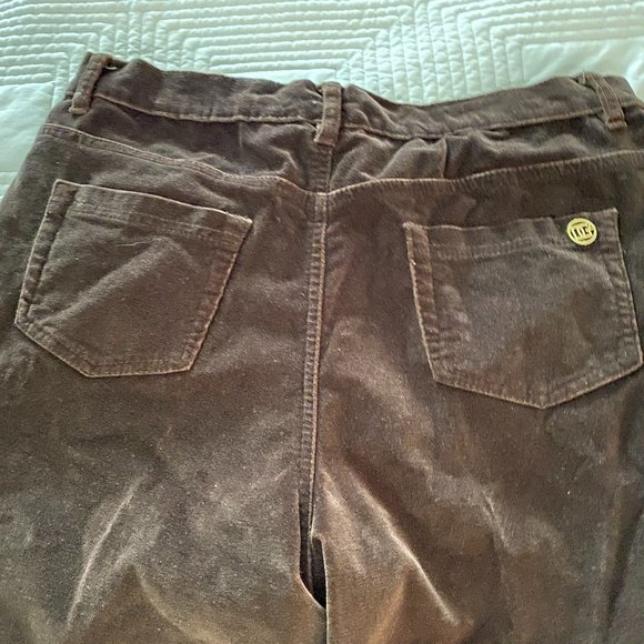 EUC~DG2 Diane Gilman Stretch Velvet straight leg Jean Women's~Brown sz 12 - Picture 4 of 12